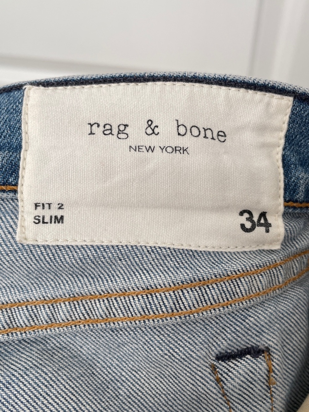rag & bone size 34 fit2 slim Light Blue Distressed Jeans - Picture 6 of 8